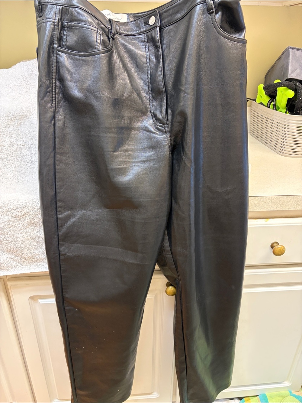 Aritzia Black Faux Leather Straight Leg Pants